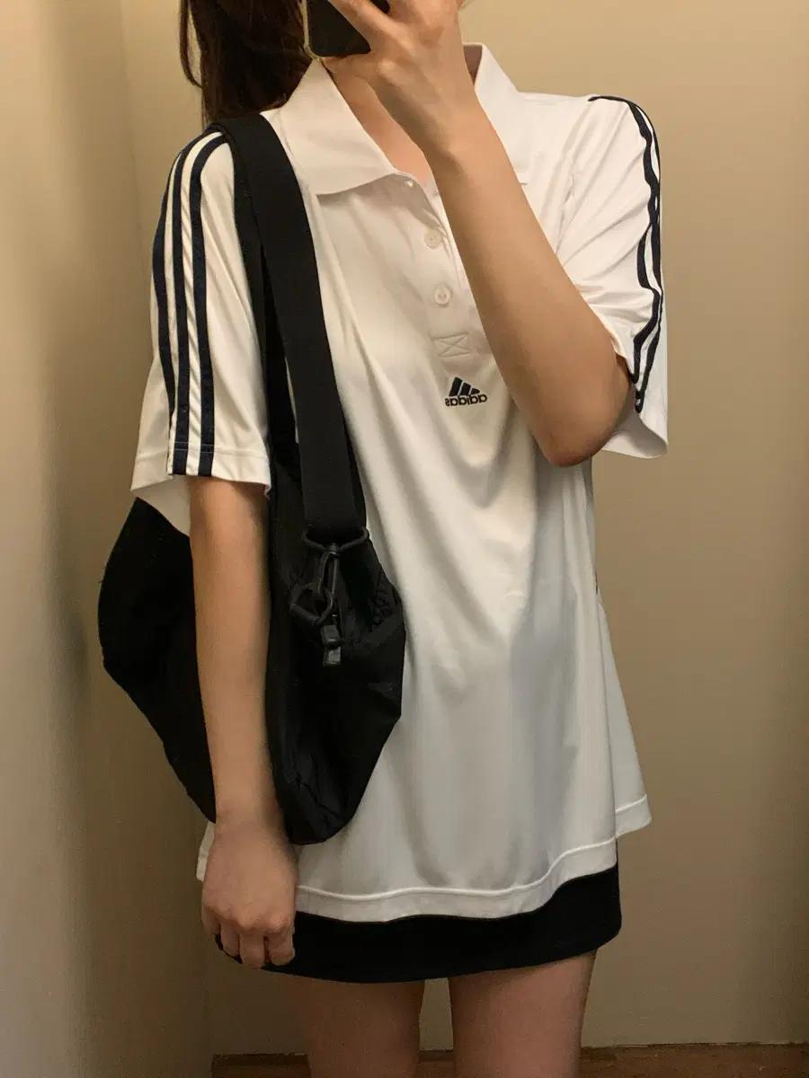 아디다스 화이트 기능성 반팔 카라티 2
