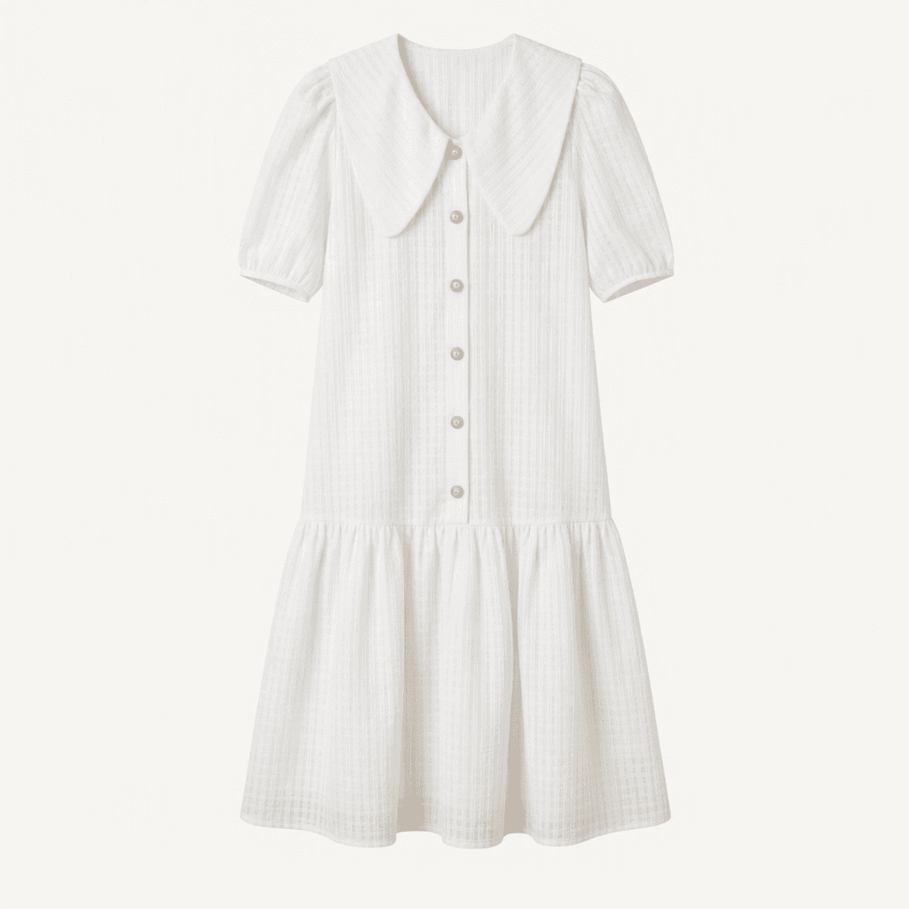 Dress code 화이트 빅카라 롱 원피스