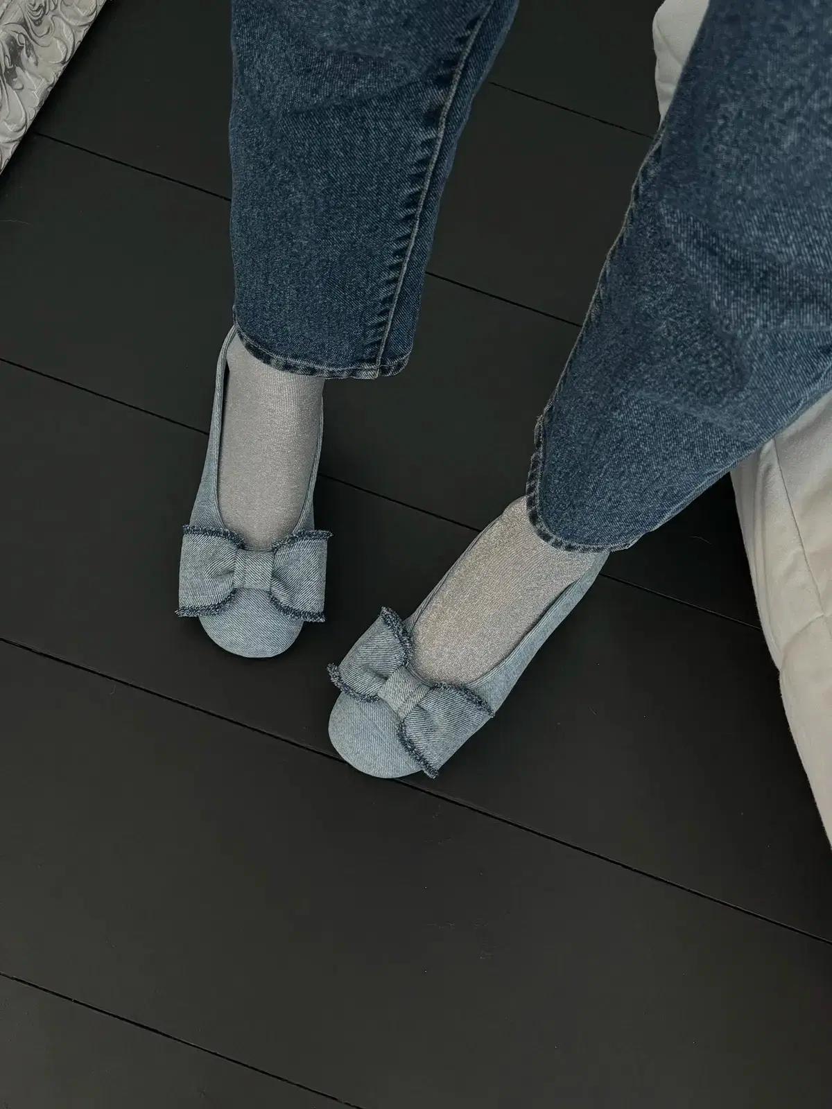 @세일 343 블루 230-페브릭 텍스쳐 2.5cm 러블리 리본플랫-새상품 3