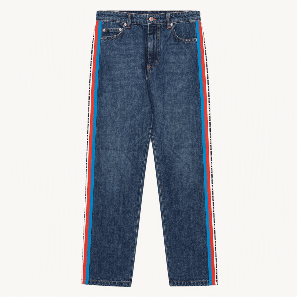 28인치 MSGM 면100 사이드 라인 포인트 진청 데님 팬츠 C950