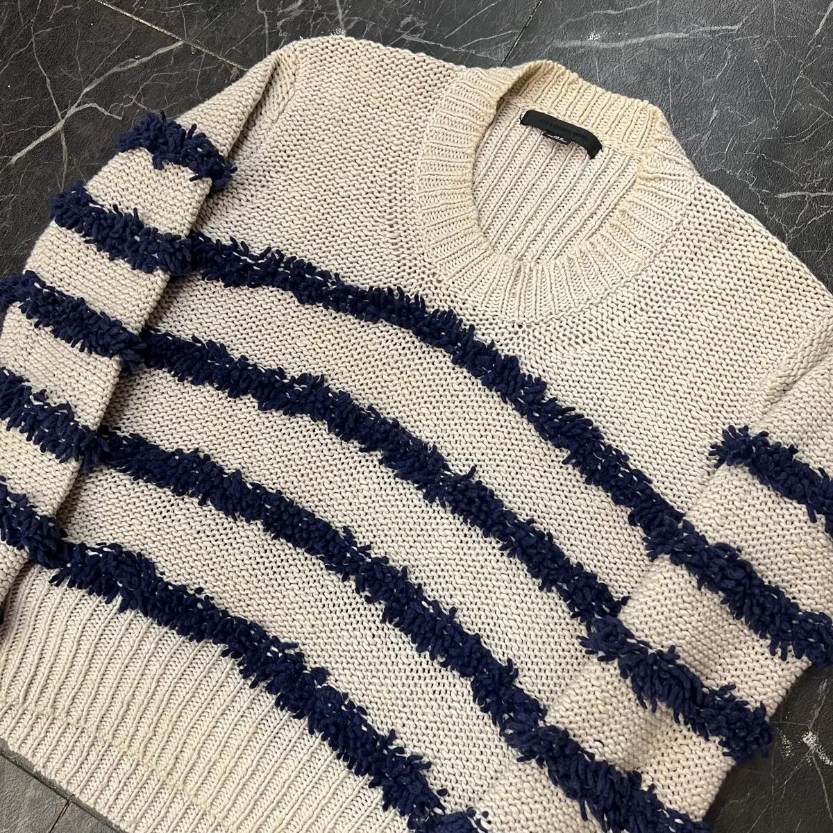 M 알렉산더왕 스트라이프 베이지 톤다운 스웨터 2