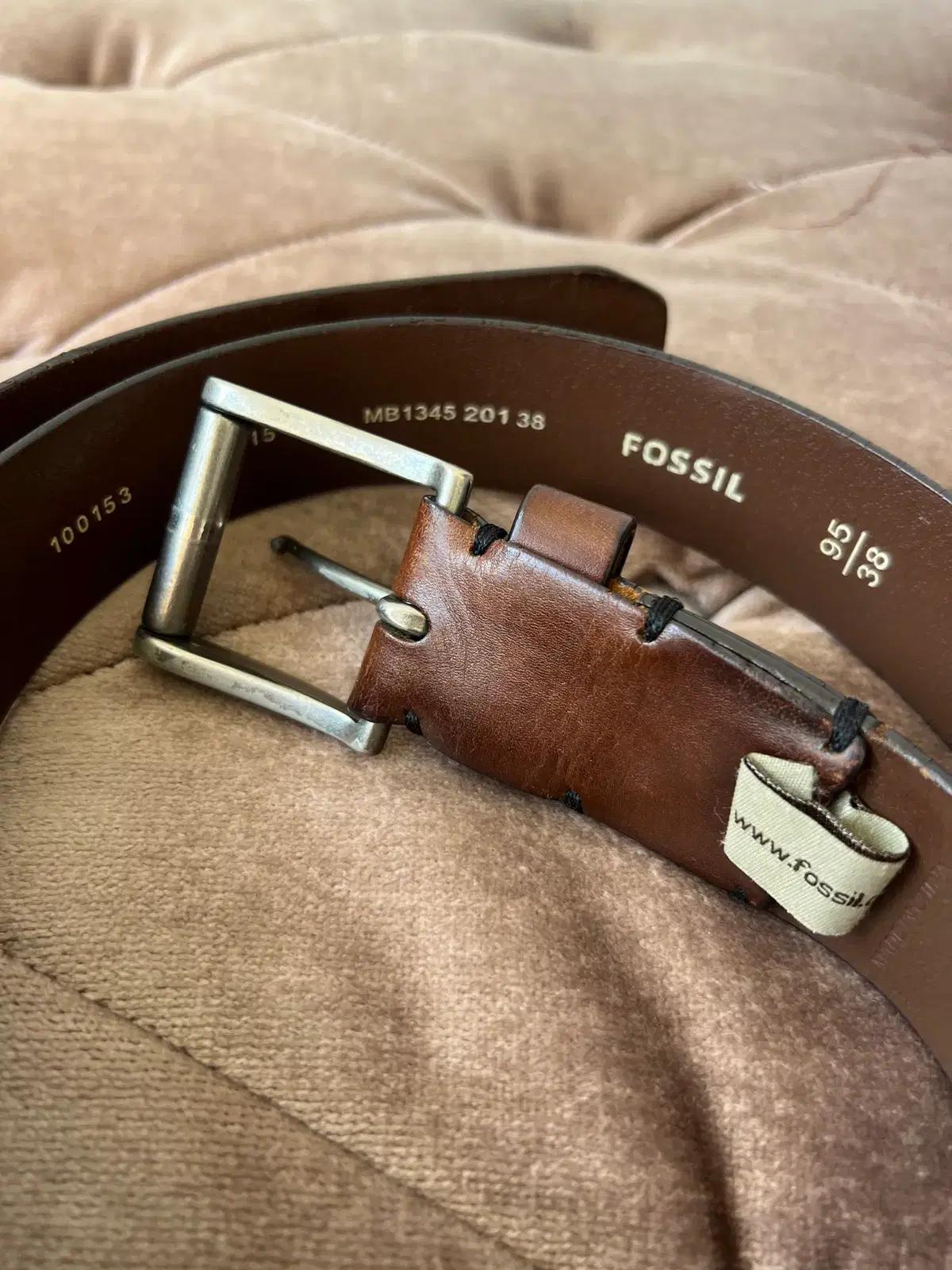 포실 fossil 브라운 사각버클 빈티지 소가죽벨트 4