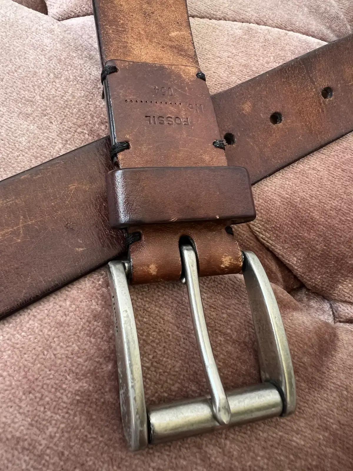 포실 fossil 브라운 사각버클 빈티지 소가죽벨트 5
