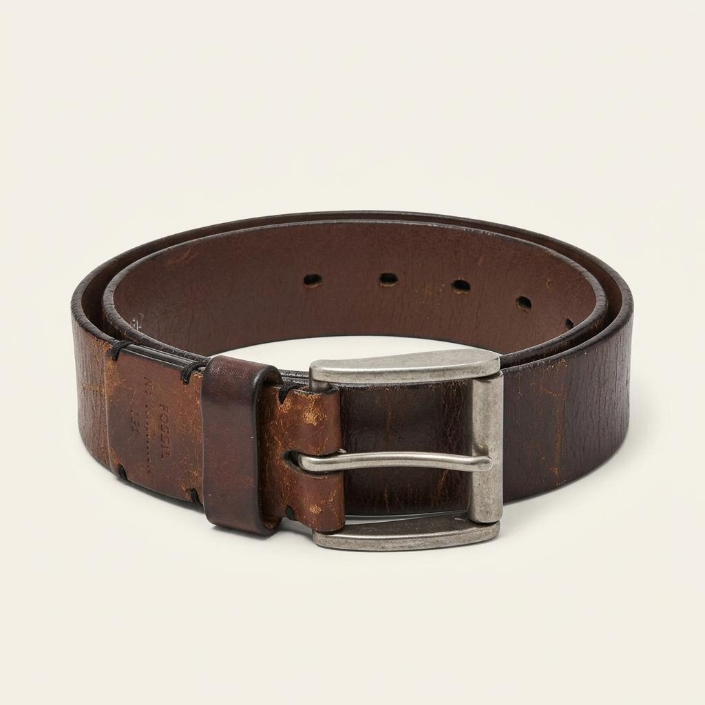 포실 fossil 브라운 사각버클 빈티지 소가죽벨트