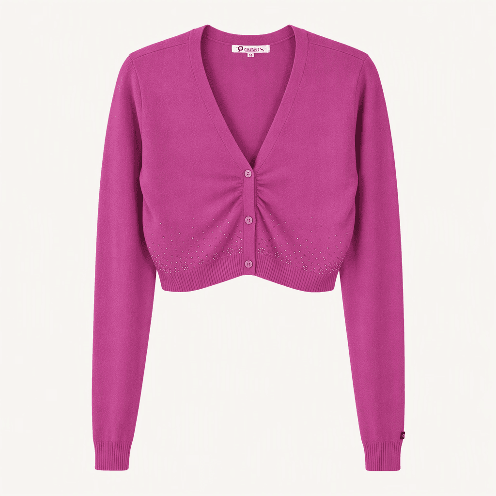 GIAJEANS 여 큐빅장식 크롭 가디건 핑크퍼플85 (HU29986)