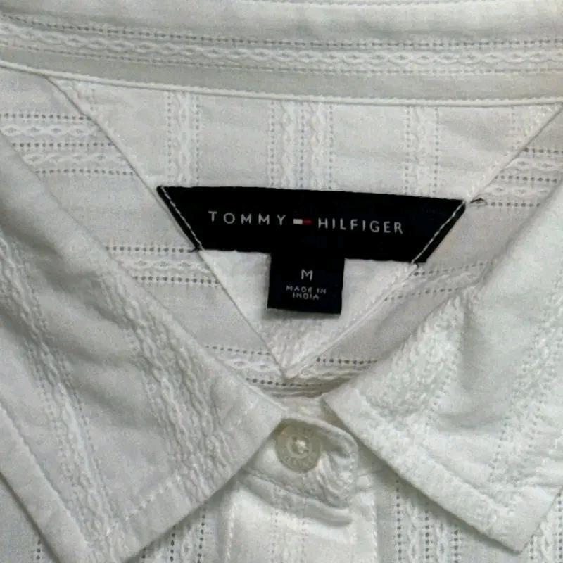 TOMMY HILFIGER 화이트 텍스처 스트라이프 셔츠 M 5