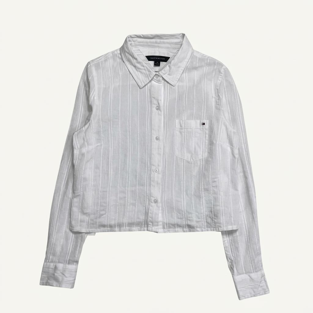 TOMMY HILFIGER 화이트 텍스처 스트라이프 셔츠 M