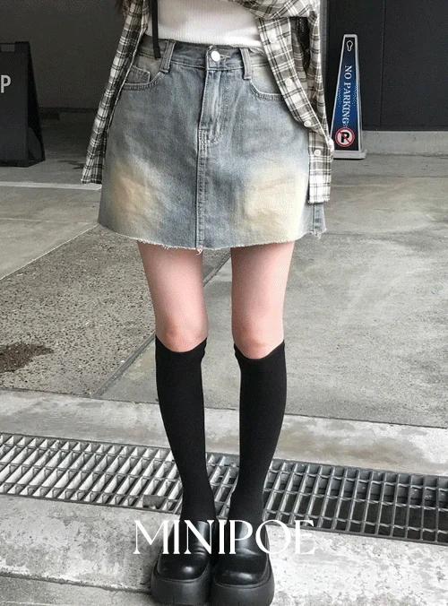 미니포에 워싱 데님 스커트 3