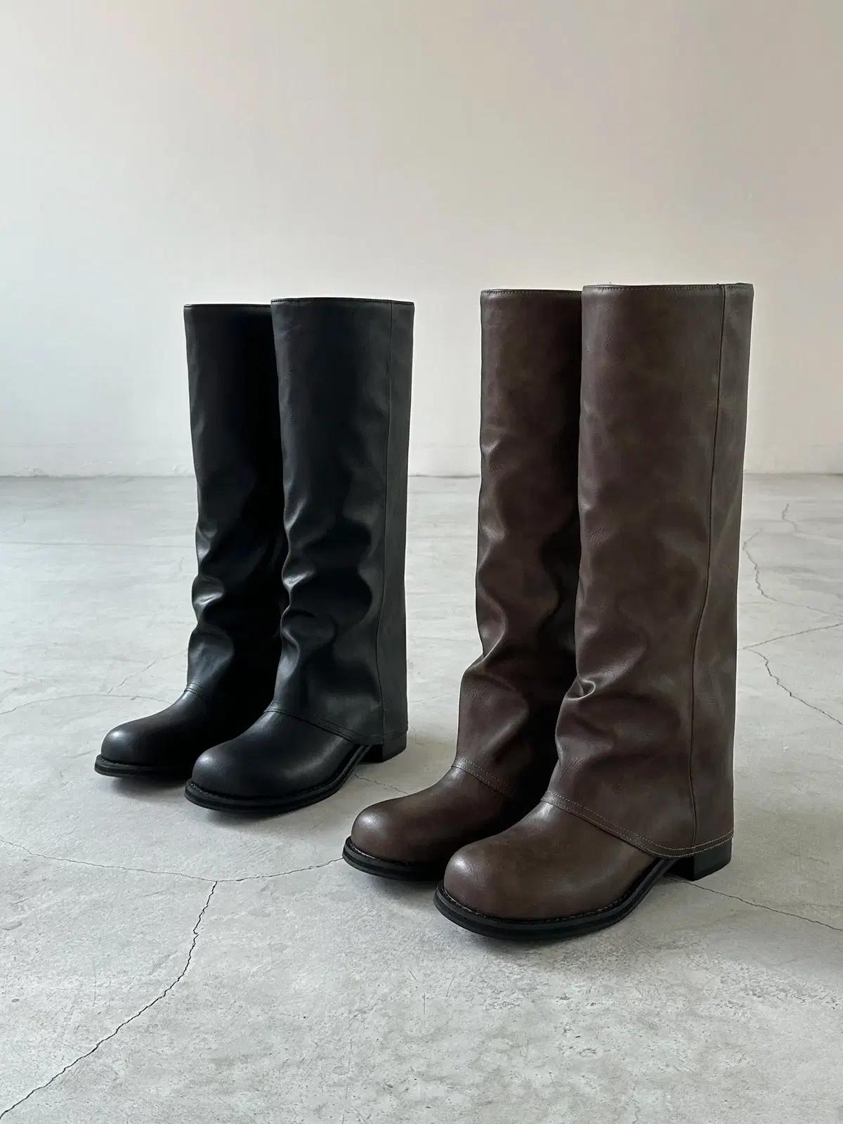 @세일 368 블랙 250-빈티지 폴드오버 롱부츠 4.5cm 워머부츠-새상품 13