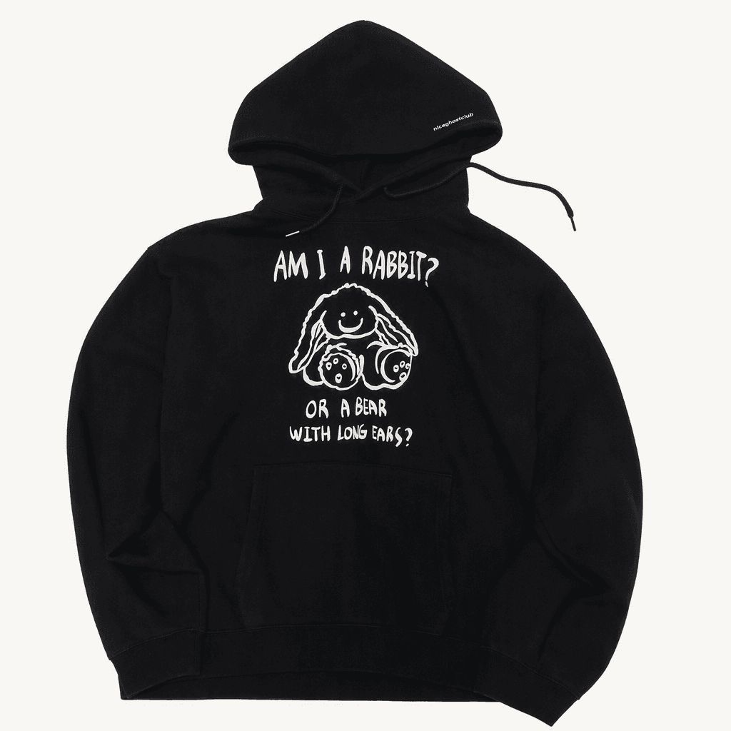 나이스고스트클럽 빅 사이즈 rabbit or bear 후드티 XL 블랙