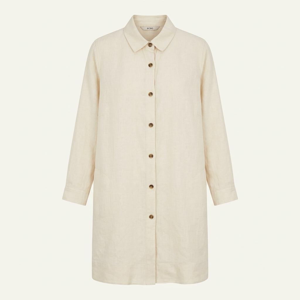 비씨비지 BCBG 여성 크림아이보리 린넨아우터 셔츠자켓