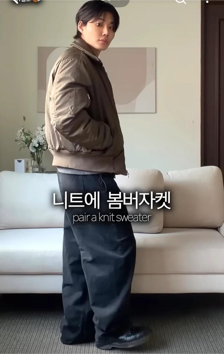 노이즈 패디드 카라 봄버 자켓 브라운 L 8