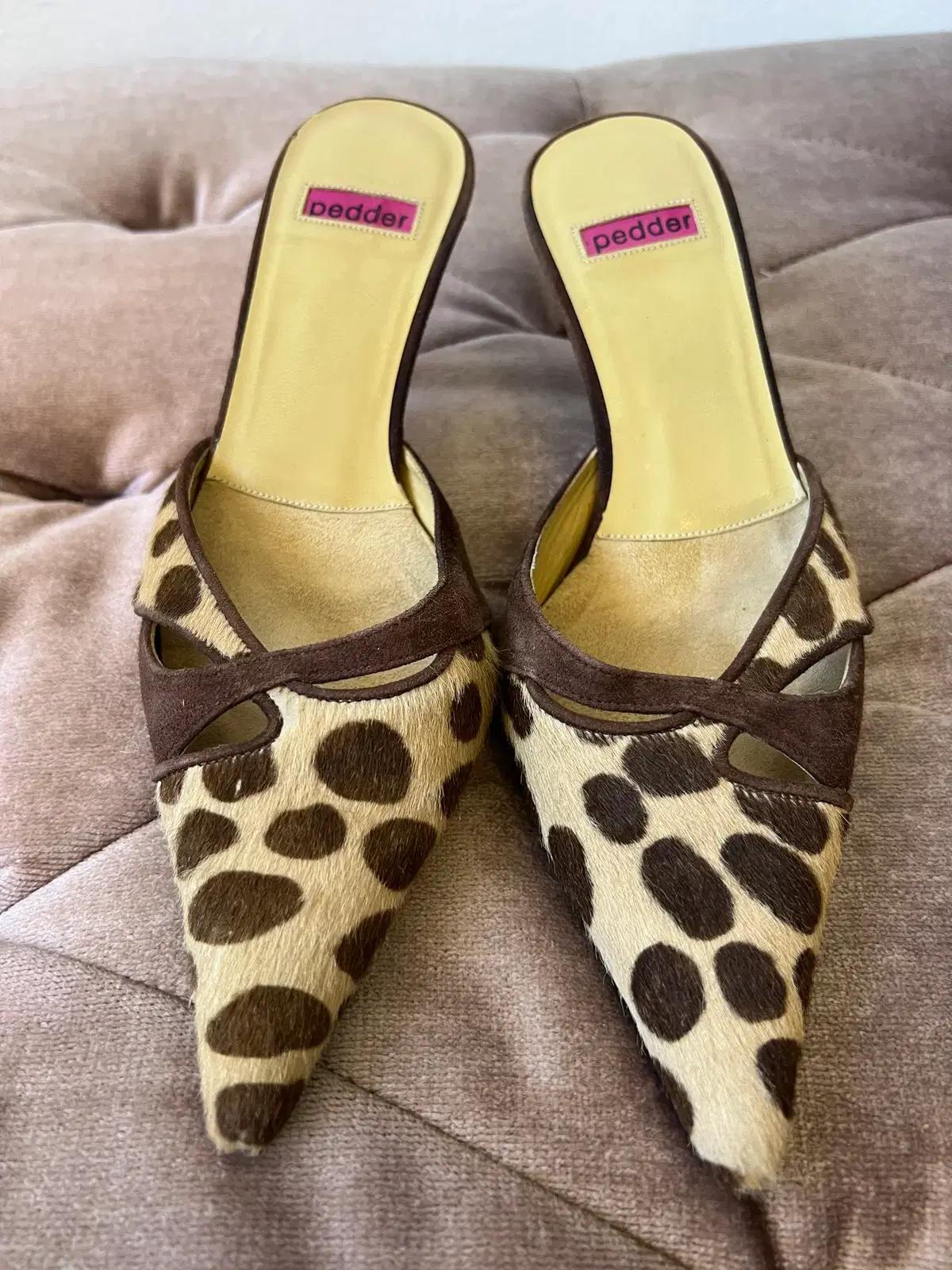 페더 pedder 리얼카프헤어 뮬 하이힐 블로퍼 36 2