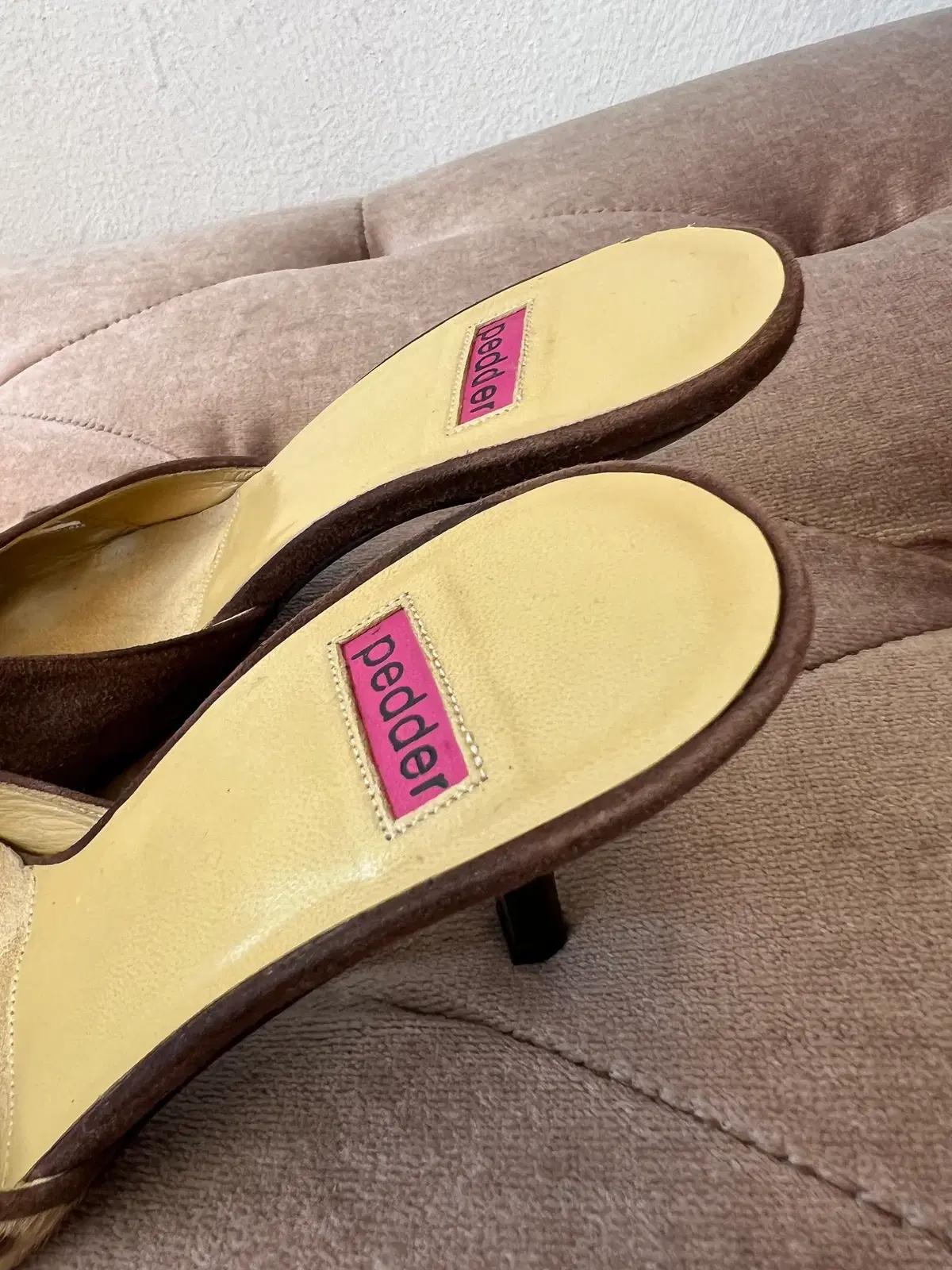 페더 pedder 리얼카프헤어 뮬 하이힐 블로퍼 36 6