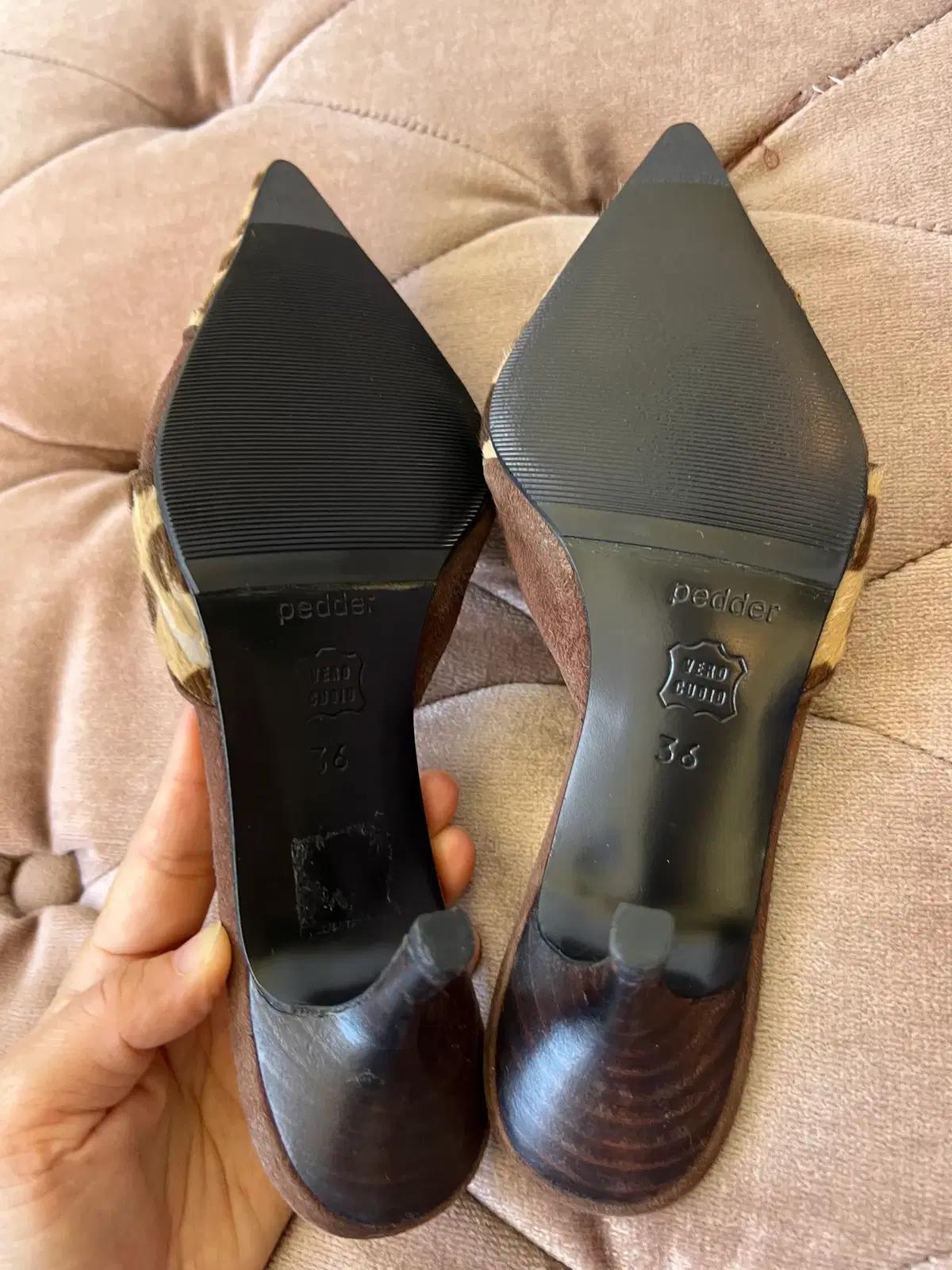 페더 pedder 리얼카프헤어 뮬 하이힐 블로퍼 36 10