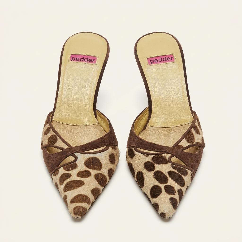 페더 pedder 리얼카프헤어 뮬 하이힐 블로퍼 36