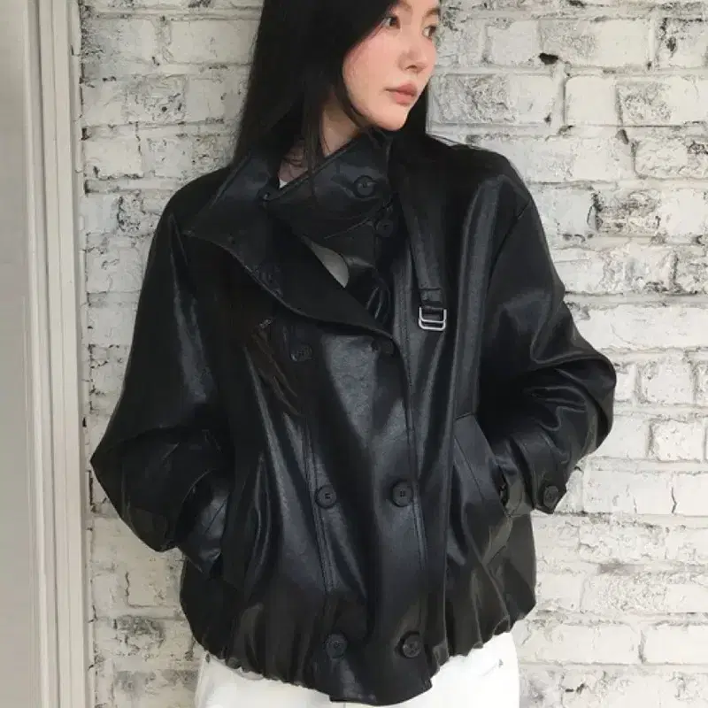 르메메 몽슈 하이넥 레더점퍼 블랙 S사이즈 2