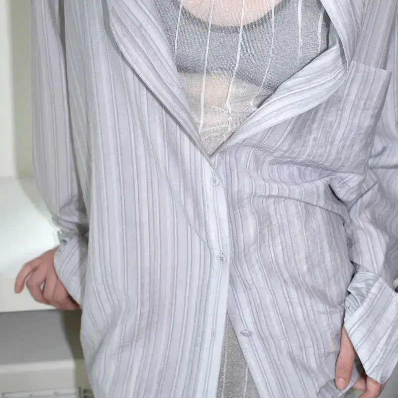오버듀플레어 oversized textured shirt - grey 3