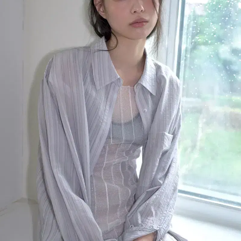 오버듀플레어 oversized textured shirt - grey 4