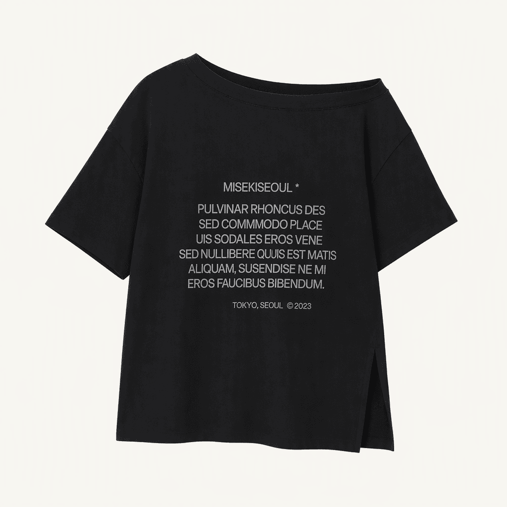 미세키서울 오프숄더 Unbalanced quote slit sleeves BLACK