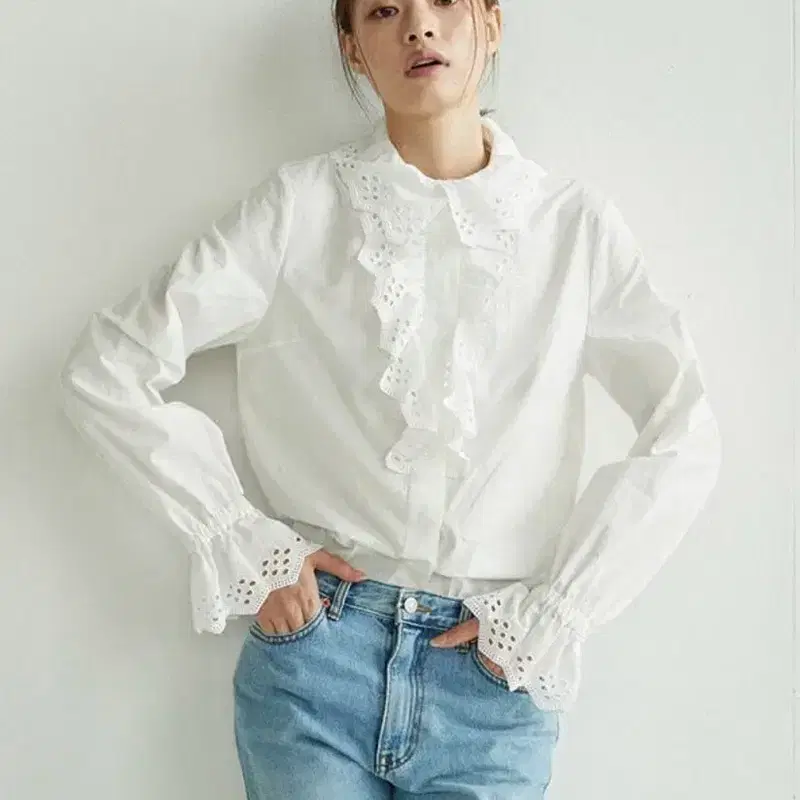 앤유 아일렛 칼라 블라우스 여성 셔츠 남방 3