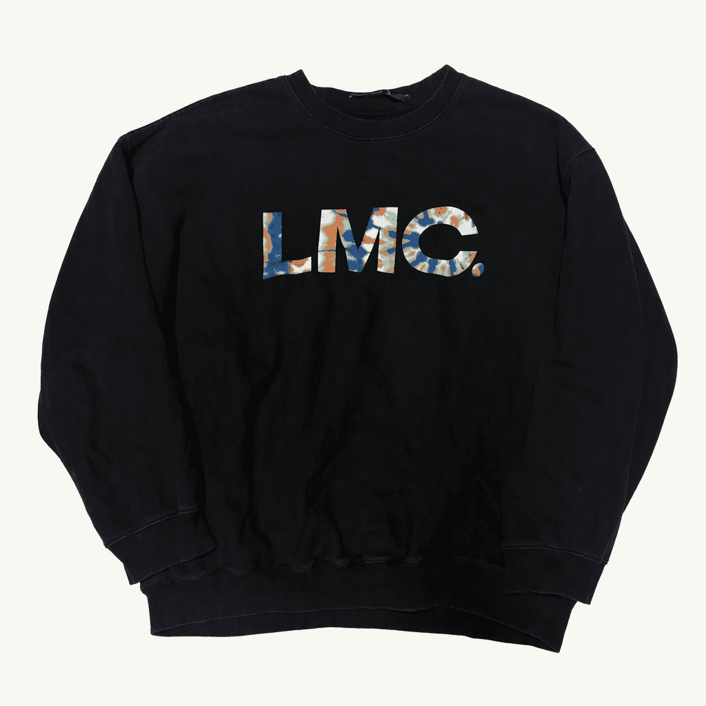 LMC 엘엠씨 스트릿 뒷 빈티지 프린팅 오버핏 스웻 맨투맨 블랙