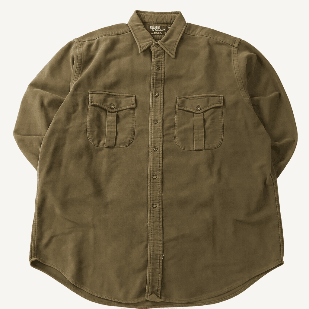 CC110 XL 폴로 90s 미국판 브러시드 올리브 카키 워크 셔츠 남방