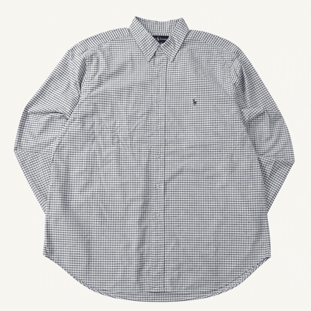 CC114 XL 폴로 00s 블루레드 마이크로체크 셔츠 남방 착용컷