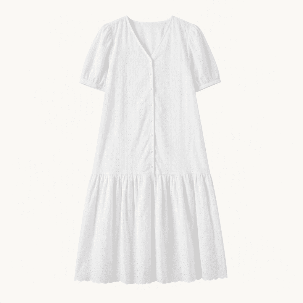 [마리끌레르] [정가129,000원] 브이넥 레이스 펀칭 원피스