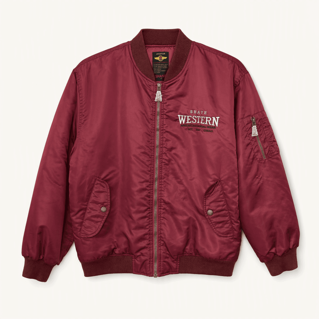 AVIATOR 빈티비 백자수로고 와인 봄버 항공 자켓 H3425