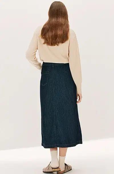 새) 코벳블랑 사선단추 데님 스커트 5