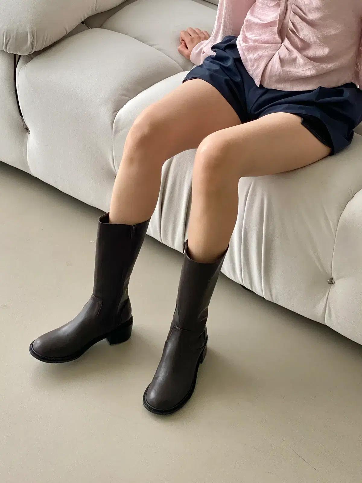 @세일 9177 브라운 225-사계절 반부츠 4cm 심플 데일리 미들부츠-새상품 5