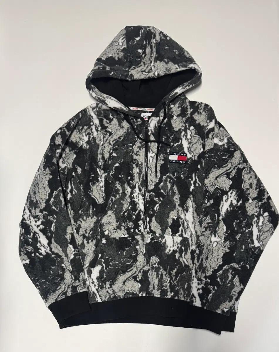 희귀!! 타미 Tommy 진스 스노우 카모 플리스 후드 아노락  XL 2