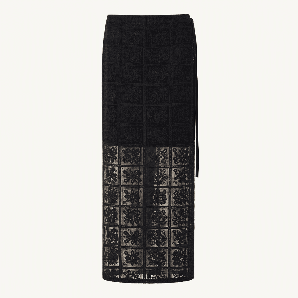 무니드  MOA LACE LONG SKIRT - BLACK