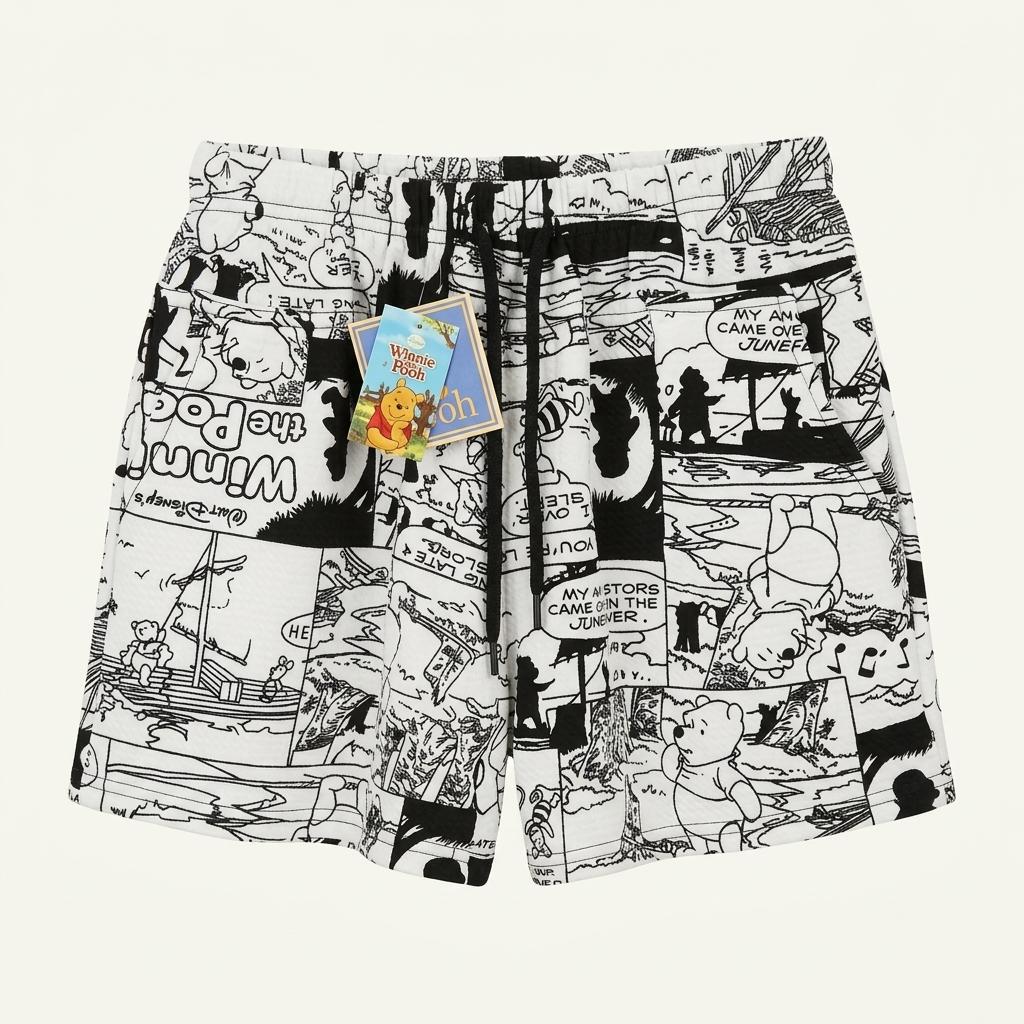 디즈니 곰돌이 푸 그래픽 밴딩 반바지