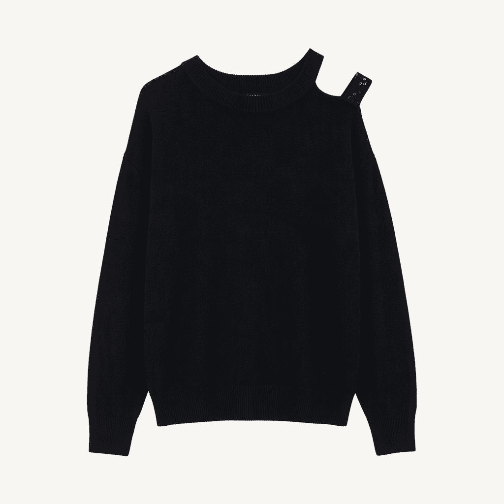 DKNY 컷아웃 숄더 블랙 니트 스웨터 XS