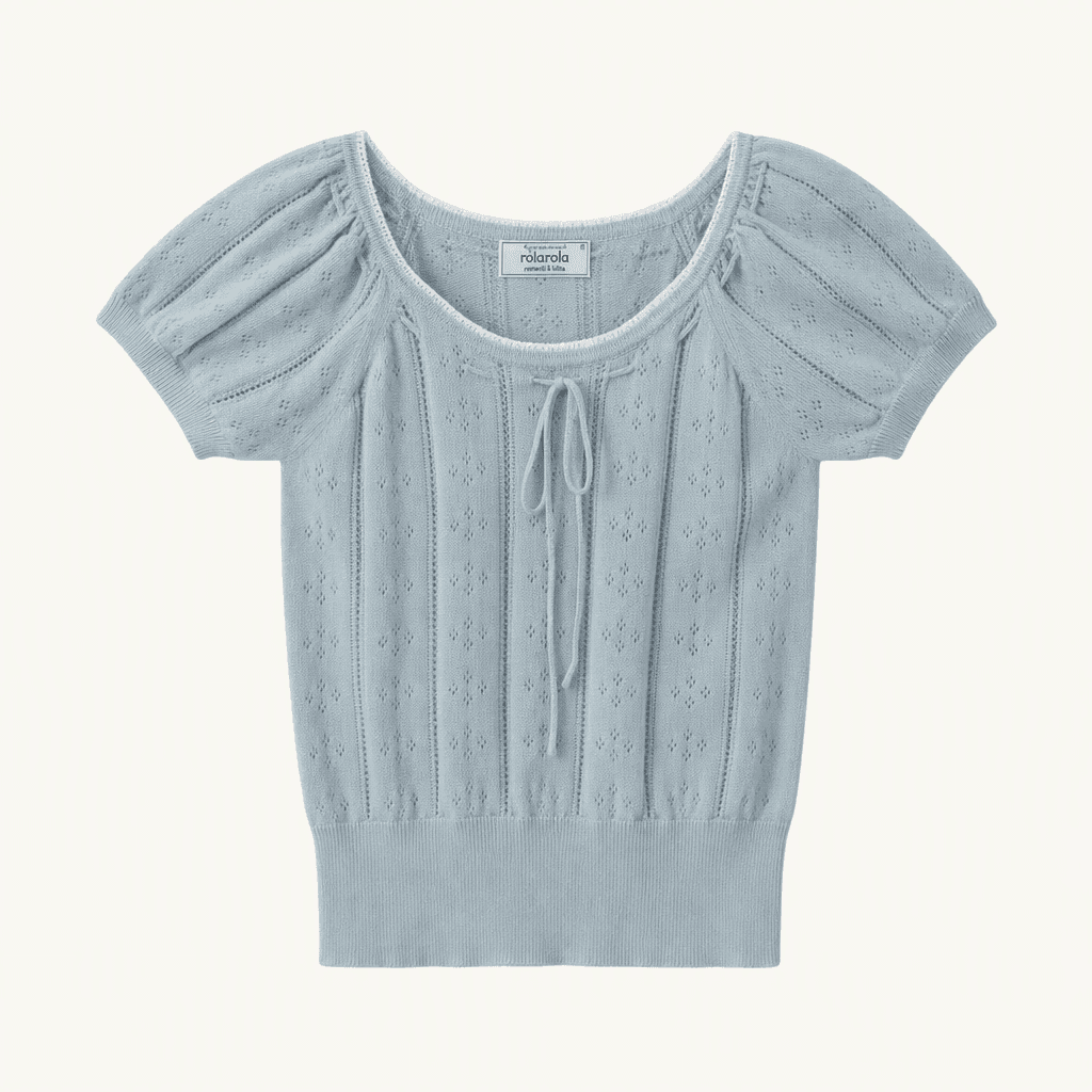 로라로라 Skashi Ribbon Pointed Half Knit