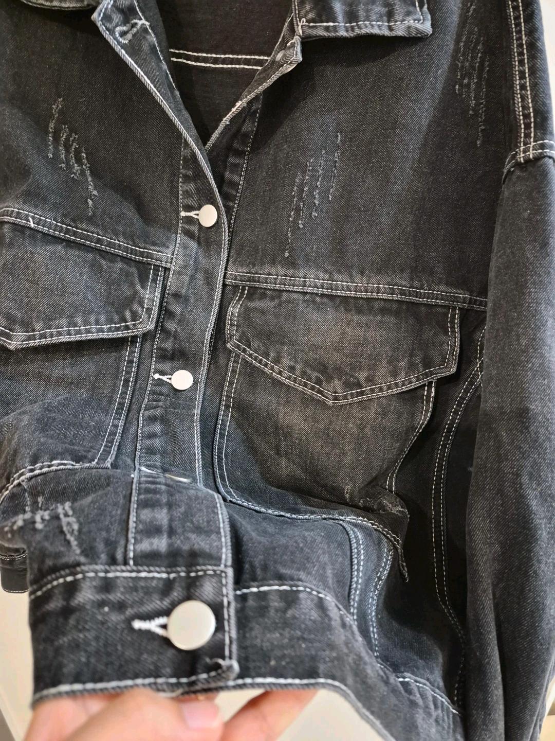오버핏 스티치 흑청 데님 자켓 8