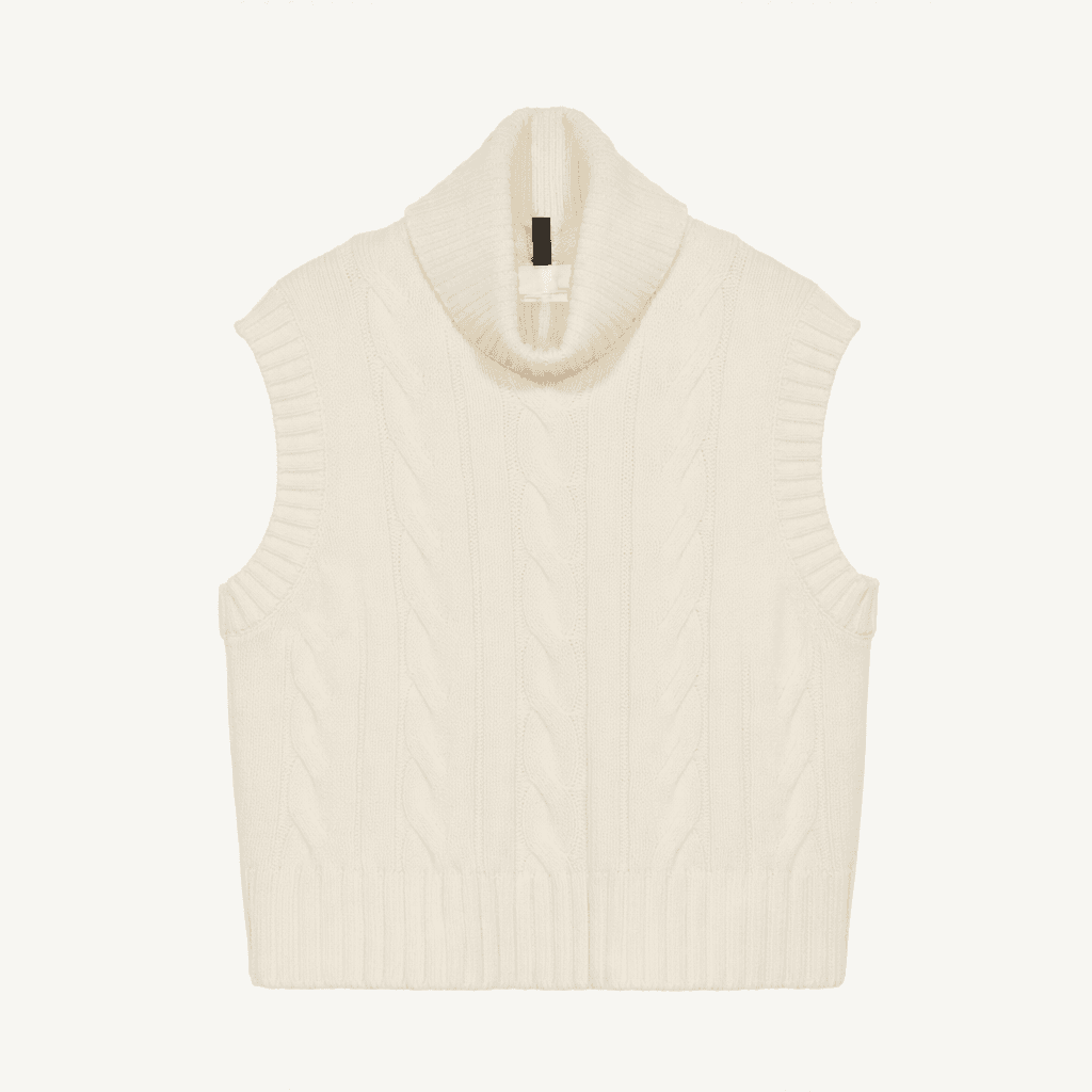 H&M DIVIDED 꽈배기 니트 조끼 화이트 S