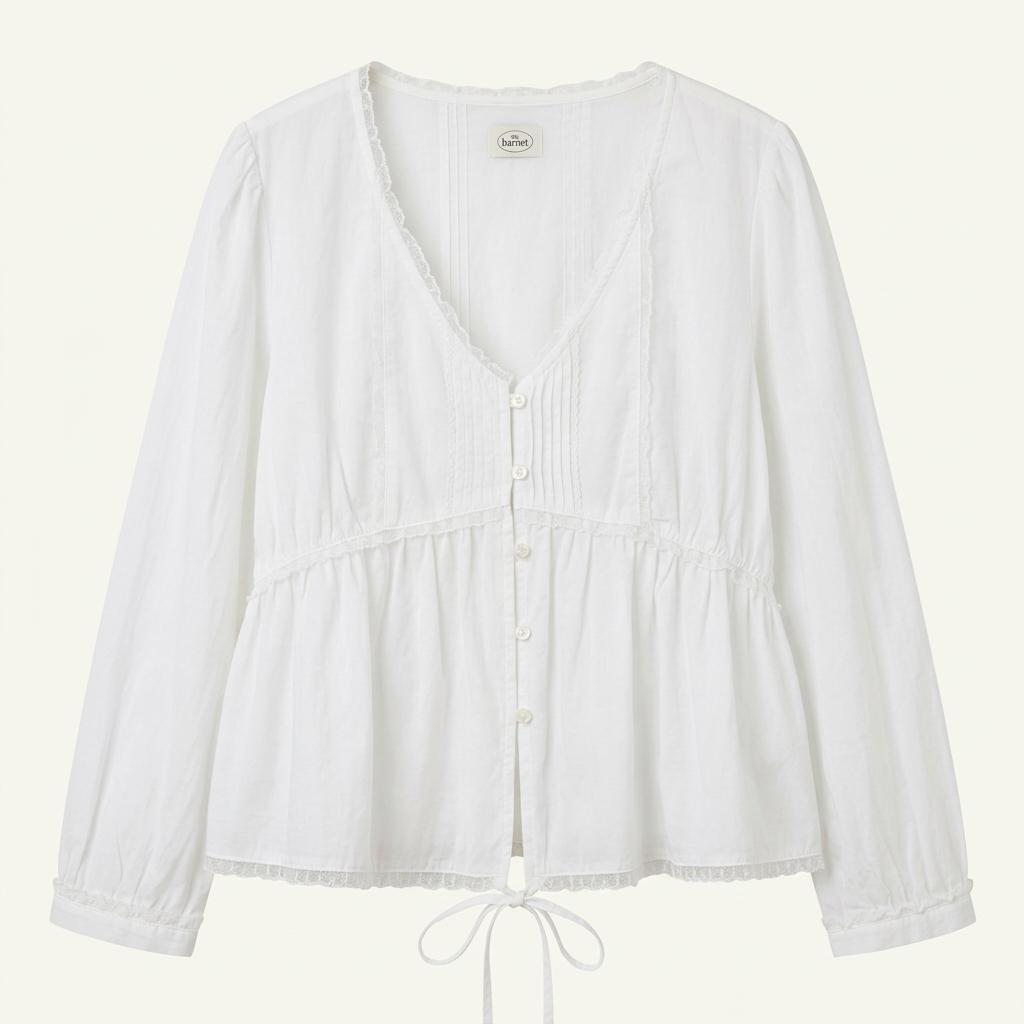 더바넷 Renelle Lace Tie Blouse 착용컷