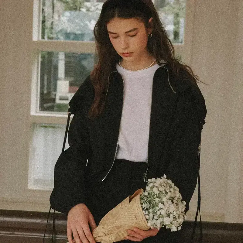 새상품 론론 세일러 블랙 자켓 WIND STRING JACKET 바람막이 4