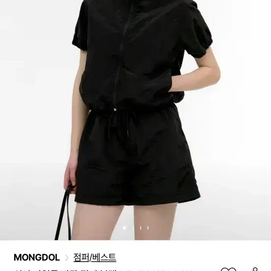 몽돌 쉬어 나일론 반팔 점퍼 블랙 MDJP013BLACK 2