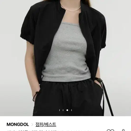 몽돌 쉬어 나일론 반팔 점퍼 블랙 MDJP013BLACK 3