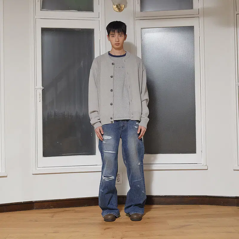 마뗑킴 펀칭 포인트 라운드 넥 가디건 26S/S 그레이 색상 9