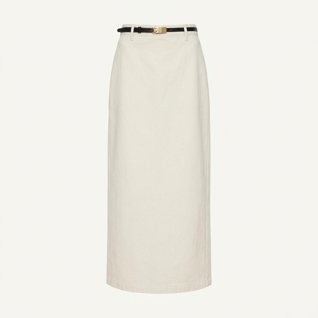 새상품)LE17SEPTEMBRE COTTON STRAIGHT SKIRT IVORY 36 착용컷