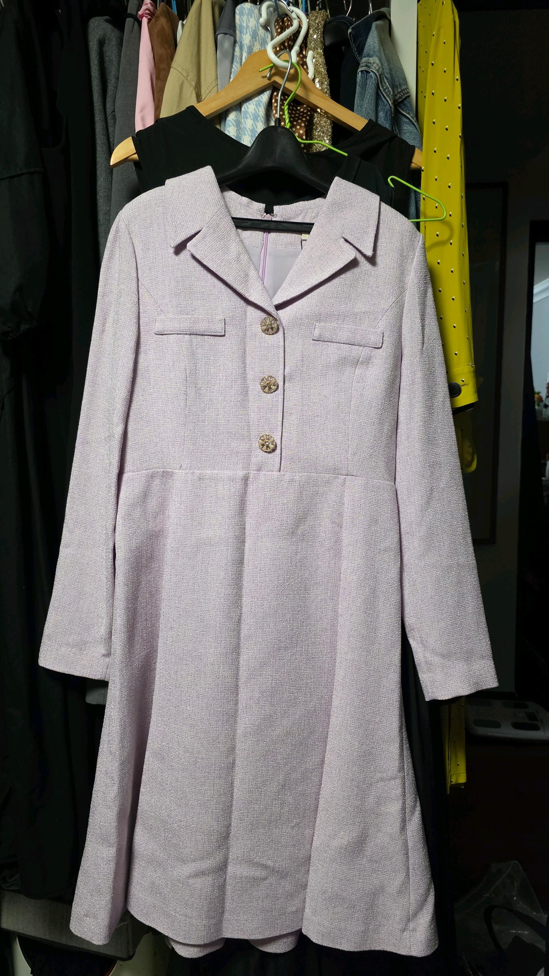 연보라 트위드 카라 미디원피스 2