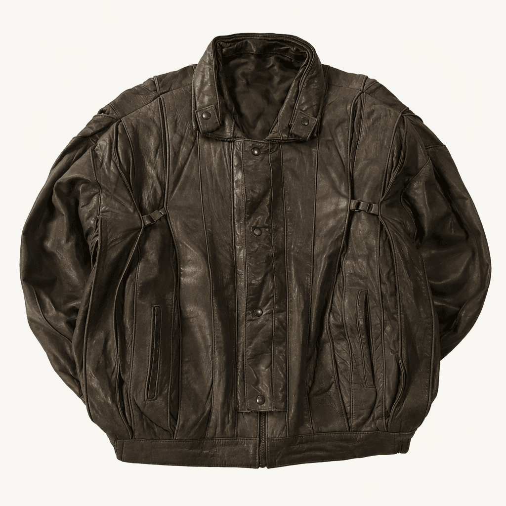 CC192 2XL 빅사이즈 빈티지 80s 워시드 램스킨 브라운 가죽 자켓 착용컷