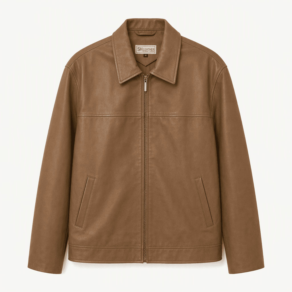 남00000172 SH LEATHER 천연 소가죽 라이더 재킷 브라운