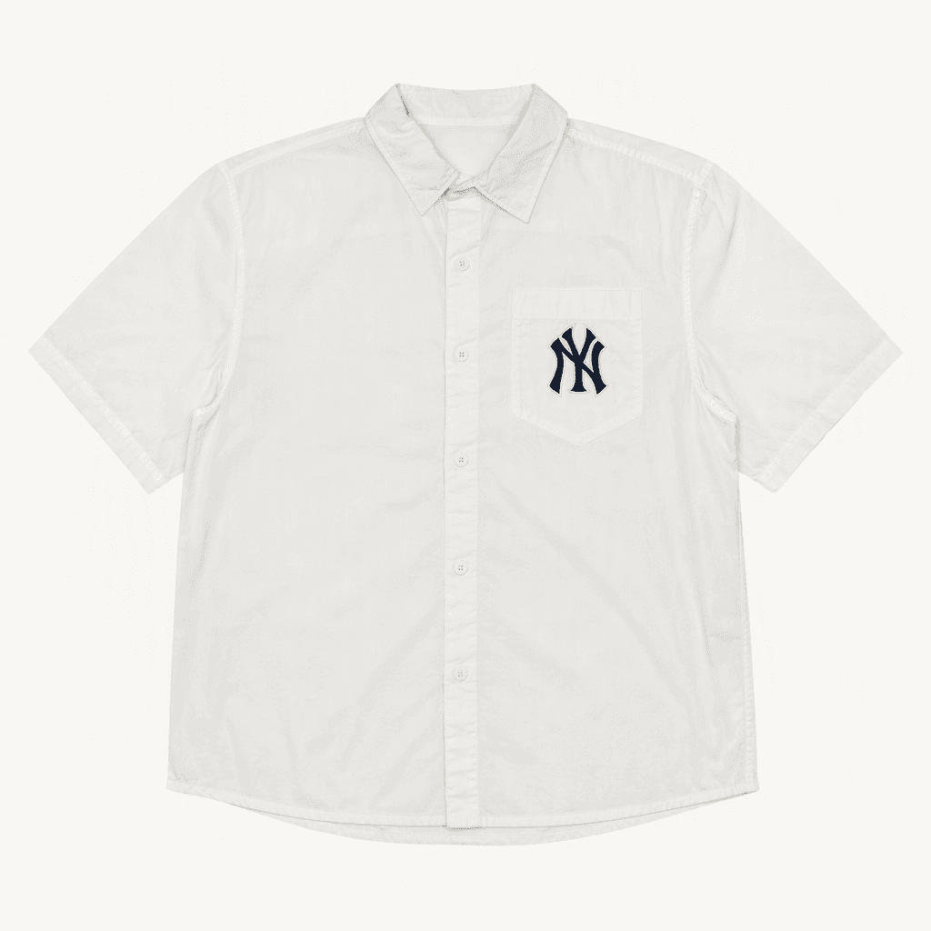 MLB NY 양키스 로고 포켓 셔츠 화이트 착용컷