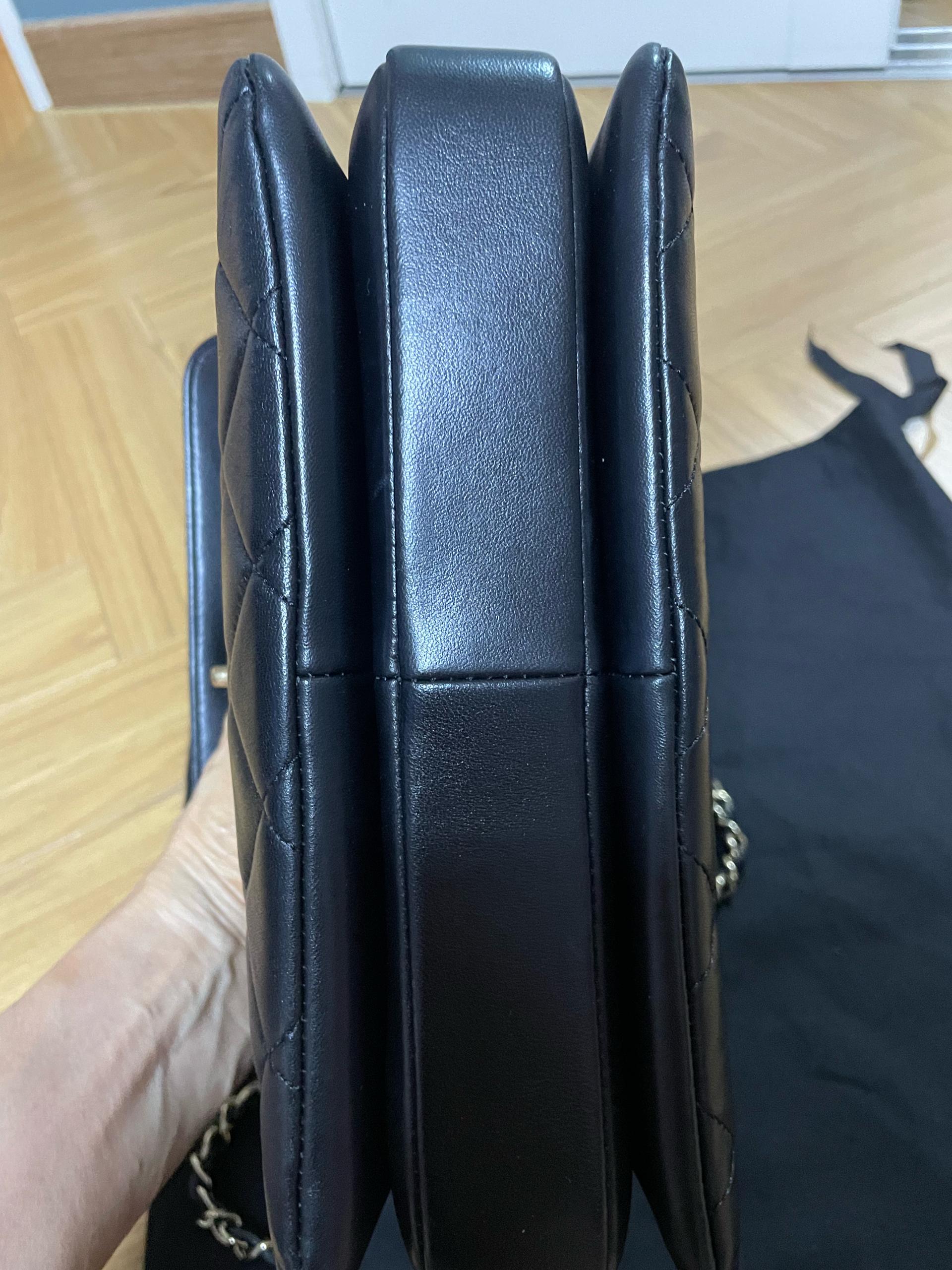 샤넬 트렌디 CC 램스킨 탑핸들 숄더백 블랙 6